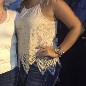 Tan boutique lace top